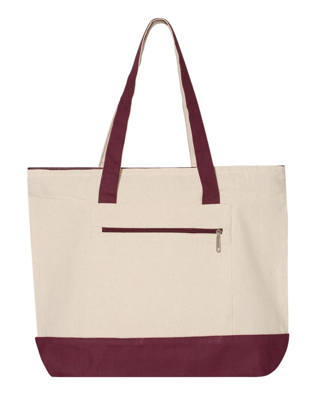 Q-Tees Heavy Canvas Zippered Tote Bag Large Reusable Travel Shopping Carryall
